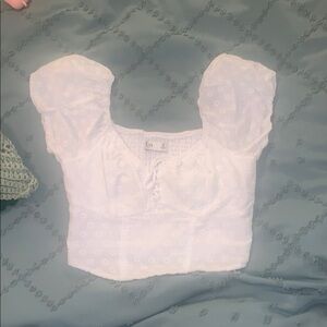 Hollister White Puff Sleeve Crop Blouse